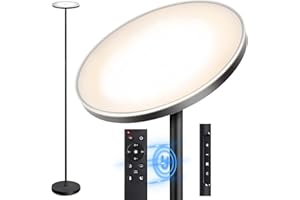 OUTON Lampa stojąca LED, ściemniana, 30 W, 3000 lumenów, nowoczesna lampa stojąca, bezstopniowa lampa z 4 temperaturami barwowymi, pilot zdalnego sterowania i sterowanie dotykowe, timer 1 h, do salonu