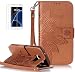 Produktbild Samsung Galaxy S7/S7 Duos/G930(2016) Neu Design Hülle mit Panzerglas,ISENPENK Original Flip Bookstyle Cover Wasserdicht Shockproof Anti Slip Protection Stoßfest Leather Case mit Standfunktion,3D Blume Muster Pattern Wallet Case mit Intern Karte Schlitz,Outdoor Stoßdämpfend Magnetic Closure Handygürtel Wallet Tasche Schutzhülle Leathertasche für Samsung Galaxy S7/S7 Duos/G930(2016) 5.1Zoll-[Blume pattern,braun]+Panzerglas/Schutzfoile/Displayschutzfolie