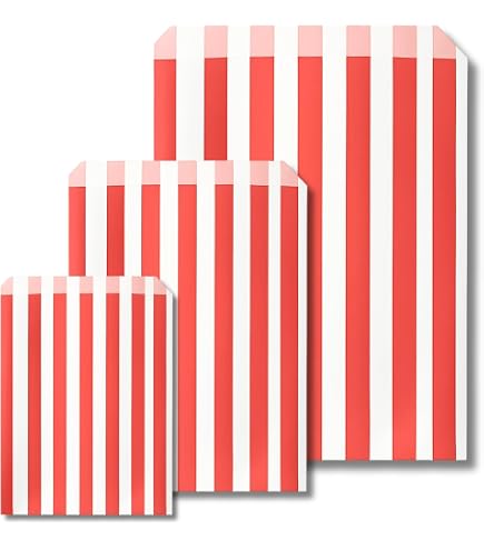 Bolsas de Papel Pink Candy Stripe - 5 x 7 Pulgadas, Pack de 100