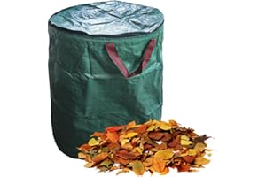 ZXCVW 1 lot de sacs à déchets de jardin avec couvercle, grand sac de jardin avec poignées, imperméable, très résistant, réutilisable (60 L)
