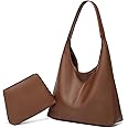 Slouchy Hobo Bags for Women Tote Bag Retro PU Leather Crossbody Bag Soft Shoulder Purses Handbags Large Capacity 2pcs