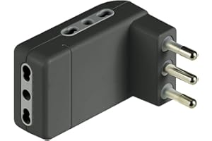 BTicino S3606GE Adattatore salvaspazio Corner-3 Prese bipasso 10/16A e Spina 16A-Colore Antracite, Nero