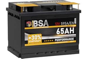 ‎BSA BATTERY HIGH QUALITY BATTERIES BSA Autobatterie 65Ah 12V 595A/EN +30% mehr Startkraft Starterbatterie ersetzt Batterie 60Ah 61Ah 63Ah 62Ah 64Ah, PKW