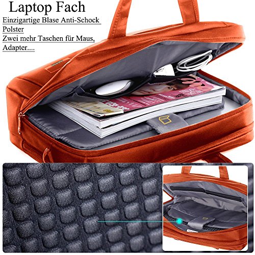 Laptop Tasche, BRINCH 17,3 Zoll Nylon Stil geräumig Multi-Fach Laptop Schultertasche Messenger Bag Handtasche Tablet Aktentasche Umhängetasche für 17 – 17,3 Zoll Laptop / Notebook / Macbook / Tablet Computers,Orange - 3