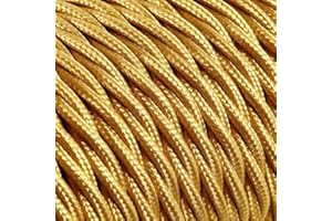 LND Câble Textile Torsadé Or 2x0.75mm² - Fil Electrique Tissu