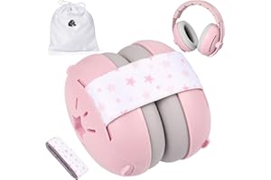 Lictin 2 in 1 Cuffie Neonato Antirumore -25dB,Protettori acustici per neonati, archetto regolabile, antiscivolo e antistress, protezione acustica ideale per neonati fino a 48 mesi