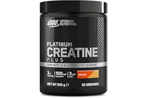 Optimum Nutrition Platinum Creatine Plus, Advanced Food Supplement to Increase Power and Performance, with Aquamin Magnesium for Electrolyte Balance, Orange Flavour, 50 Servings, 350 g