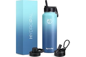 HydroPal Vacuum Insulated Stainless Steel Water Bottle, 1200ml/1000ml/750ml- 2 Lids (Straw Lid and Spout Lid), 2 Straws Water Bottle for 12 Hours Hot & 24 Hours Cold Drinks, Great for Work, Travel