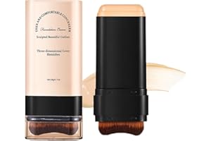 EONFAVE Full Coverage Foundation Stick, fondotinta multiuso, crema fondotinta con pennello, correttore a doppia testa e Contour Stick, impermeabile, finitura opaca (03# beige caldo)