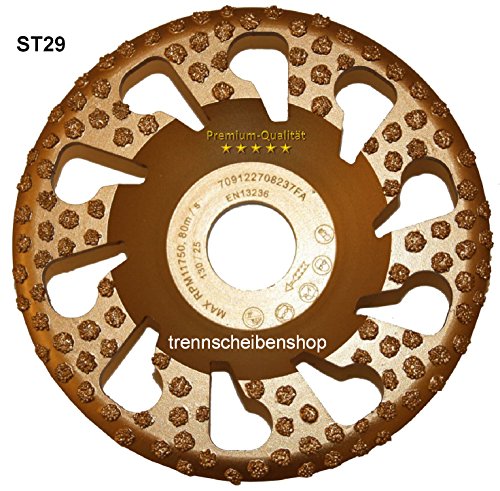 Schleiftopf, ST29_Ø 125 mm, B= 22,23 mm, VAKUUM- Beschichtung, Premium- Schleifteller, Epoxidharz- und Farb- Beschichtungen, Kleberreste, etc, auch für Beton / Naturstein,