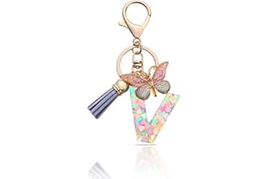 MORSUNBELA Portachiavi lettera portachiavi ragazza portachiavi iniziale portachiavi farfalla per donna donna donna