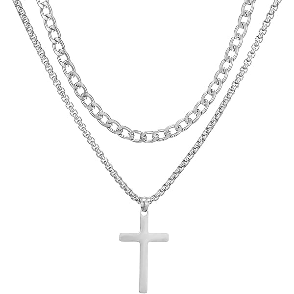 YADOCA 3 Collier Croix En Aacier Inoxydable Pour Femme Homme Pendentif Classique Chaîne Réglable Bijoux Cadeau Religieux Argent Or Noir
