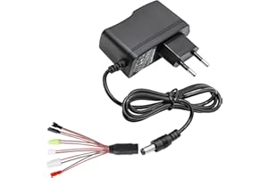 UOWW Intelligent RC Chargeur 2.4V-12V pour 2-10s NIMH/NICD Batterie, Chargeur pour Airsoft/Voiture RC/Bateau RC/Avion RC, avec 5 Adaptateurs Universels (Tamiya, Mini Tamiya, SM 2P, JST, HuanQi, Dupont)