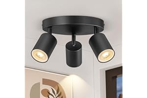 LEDRONIX Deckenstrahler 3 Flammig Rund, GU10 Deckenlampe Strahler Schwenkbar, LED Deckenleuchte Wandstrahler Schwarz, Spotlight Deckenspots für Wohnzimmer, Flur, Küche, Schlafzimmer (Ohne Leuchtmittel)