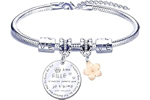 FGHJK Cadeau Noel Fille Cadeau Fille Cadeau D'anniversaire Garçon Fille Enfant Je T'aime Ma Fille Cadeau Fille à Ma Fille Bracelet Femme Idee Cadeau Ado Fille Pendentif Bracelets