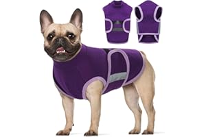 IECOii Dog Anxiety Relief Coat Vest,Elastic Dog Jacket Wrap for Thunderstorm,Travel,Fireworks,Vet Visit,Adjustable Dogs Anxiety Jacket Calming Shirt,Lightweight Stretchy Calming Vest T-Shirts,Purple,L