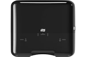 Tork 553108 Dispensador mini de toallas de mano plegadas en C y ZZ Elevation/Sistema H3 de papel secamanos/Negro