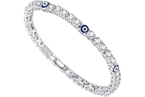 Leuyuee Bracciale del malocchio per donne Bracciale del malocchio in argento 925 con sfere di zirconio Regalo di San Valentino Festa della mamma Compleanno