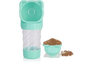 OKYUK Butelka na wodę dla psa 2 w 1, nadaje się do mycia w zmywarce, przenośna butelka na wodę dla zwierząt domowych z pojemnikiem na żywność, szczelna butelka na wodę dla psa, dozownik wody dla szczeniaków, do spacerów na świeżym powietrzu, wędrówek, podróży