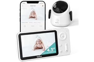 BOIFUN Babyphone mit Kamera, 360 Gard WLAN 2MP Video Babyfon mit App, 4×Zoom, Bewegungsverfolgung, IR Nachtsicht, Weinen/Bewegungs/Geräuscherkennung, Temperaturerkennung