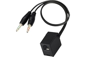 QIANRENON RJ9 4P4C na 3,5 mm kabel adaptera telefonicznego RJ9 żeński na 3,5 mm podwójny męski adapter wtyczki stereo do komputera i telefonu konwersja zestawu słuchawkowego