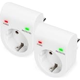 DIGITUS Surge Protection Adapter &ndash; Pack of 2 | Discharge current max. 13,500 A - Max. 3,500W - Grounded Plug - LED Status Ind