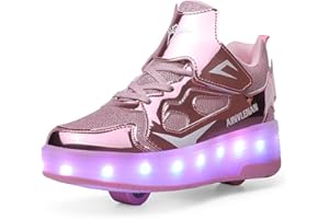 Heelystong Junge Mädchen Schuhe Kinderschuhe mit Rollen LED Leuchtend Doppelrad schuheltraleicht Outdoor Schuhe 7 Farbe Farbwechsel Rädern Gymnastik Blinkend Sneaker