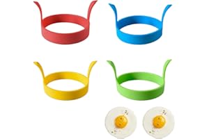AQLBHZ 4 Pcs Silicone Egg Rings Egg Rings for Frying Pancake Mold Round Egg Ring Egg Moulds for Fried Eggs Silicone Egg Rings for Frying Egg Cooking Rings for Sandwiches English Muffins Poached Egg