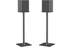 ELIVED Universal Speaker Stands for Surround Sound, 808mm Height Floor Speaker Stand for Satellites Up to 10KG, Bookshelf Speaker Stand with 2 Types of Foot Pads, Cable Management,1 Pair, Black EV5022