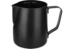 XTDMJ Pot à lait, 350 ml - En acier inoxydable - Barista - Avec mesure - Pour cappuccino, expresso, latte art