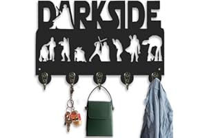 JOAAZAR Schlüsselhaken, Film Thema Wand Mount Organizer, Holz Schlüsselhalter mit 5 Metallhaken, 19*29*3cm schwarze Wohndekoration für Lagerung, Geschenk für Jungen/Mädchen Science Fiction Liebhaber (A)