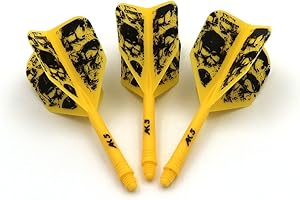 CUESOUL Rost Eje de dardo Integrado y Plumas estándar/lágrima de Pera/Forma Delgada con patrón Atractivo, Juego de 3 Piezas