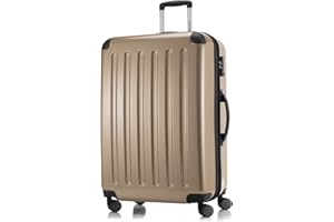 HAUPTSTADTKOFFER - Alex - Hartschalen-Koffer Koffer Trolley Rollkoffer Reisekoffer Erweiterbar, 4 Rollen, TSA, 75 cm, 119 Liter, Champagner