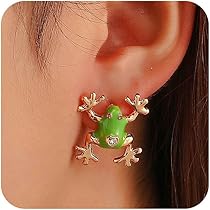 Yienate Boucles D'oreilles Grenouille Unique Belle Grenouille Verte Clous D'oreilles Goutte À Goutte Boucles D'oreilles Boucle D'oreille Animal Bijoux