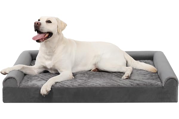 KSIIA Panier Chien XL, Lit pour Chien 105x70x18cm Canapés et Fauteuils, Orthopedique Coussin Dehoussable et Lavable, XL Gris