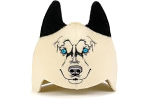 SAUNA GURU Sauna Wolf Hat, 100% Organic Wool Felt Sauna Cap, Banya Hat Sauna Hair Protector, Sauna Accessories Embroidered Hat, Russian Sauna Hat, Sauna Gifts for Men and Women, Sauna Room Accessory