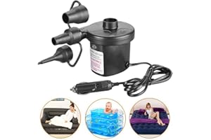Cheeroyal Car Charger Electric Air Pump,Automatic Inflatable Boat Pump 3 Nozzle Car Charger Universal Valves Inflates and Deflates for Garden Home Holiday Camping Airbed,Beach Inflatables