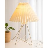 Homesake® Retro Down to the Wire Metal Table Lamp with Fabric Shade, Bedside Lamp Gift Housewarming Home Living Room, Pleated