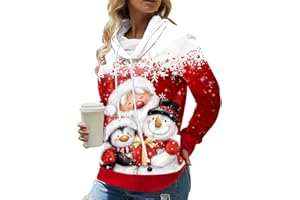 PEUIGNAO Weihnachtspulli Damen Xmas Pullover Damen Hässlicher Hässliche Weihnachtspullover Damen Ugly Merry Christmas Pullover Weihnachts Pulli Sweatshirt Weihnachten Xmas Hoodie Santa Lustige Schneemann