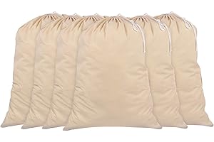 Sweet Needle Bolsas para la compra extragrandes y resistentes para almacenamiento de ropa sucia, 71X91 CM - 100% algodón, muy duraderas, cordón con cierre de cordón, lavable a máquina(Paquete de 6)