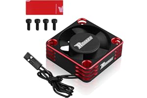 SIKKEBY Motore RC 30 x 30 mm 3650 540 550 dissipatore di calore motore con ventola ESC 28000 giri/min, per auto RC modello 1/8 1/10 1/12 Scale motore senza spazzole (nero + rosso)