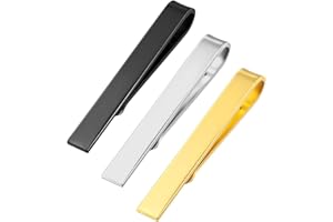 JINSIHU 3-częściowy klips do krawata, klipsy do krawata, wąskie klipsy do krawata, klasyczny zestaw klipsów do krawata, miedzianych opasek, dla mężczyzn, do biznesu, ślubu, na co dzień (złoty, srebrny,