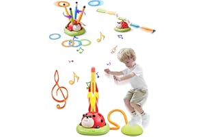 Fullware Geschenk Kinder Junge Mädchen 5 6 7 8 9 Jahre Ringwurfspiel! Jump Rope! Rocket Launcher! 3 in 1 Outdoor Spielzeug, Gartenspielzeug Kinder mit Musik, 4 Geschwindigkeiten, Fernsteuerung