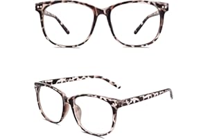 GQUEEN Hornbrille Brille Ohne Stärke Fake Brille Nerdbrille Damen Herren Großer Rahmen UV400,PE1