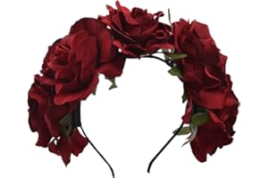 COSDREAMER Women Rose Flower Red Headband Punk Gothic Crown Hair Band