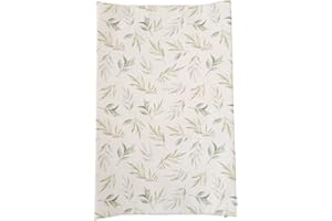 The Gilded Bird Wedge Baby Changing Mat w/Raised Sides, Change Pad, 69cm x 44cm, Extra Thick, Wipeable (Linen Leaves)