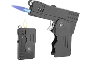 CTDMJ Torch Lighter Switchable Soft/Jet Flame, Butane Pipe Lighter Refillable with Lockable Function, Windproof Lighter Foldable Personalised Lighter Cool Lighters for Men (Butane Not Included)-BlacK