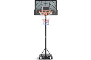 Basketball Hoop Outdoor, Yohood Basketball Hoop and Stand Portable Adjustable Height Net Set System on Wheels Sturdy Backboard for Game Park Garden Indoor