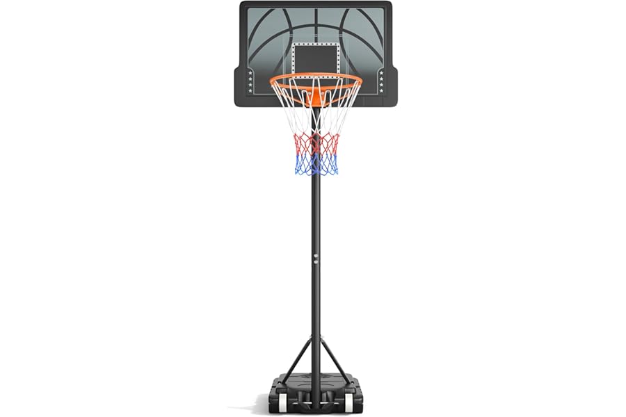 Basketball Hoop Outdoor, Yohood Basketball Hoop and Stand Portable Adjustable Height Net Set System on Wheels Sturdy Backboard for Game Park Garden Indoor