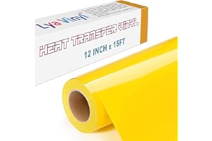 Lya Vinyl 30,5 x 457,5cm Thermocollant pour Cricut, Rouleau de Vinyle Thermocollant Jaune pour Cricut, Silhouette Cameo, Flex Thermocollant pour Jaune pour DIY Tissu, Vêtements, Sacs